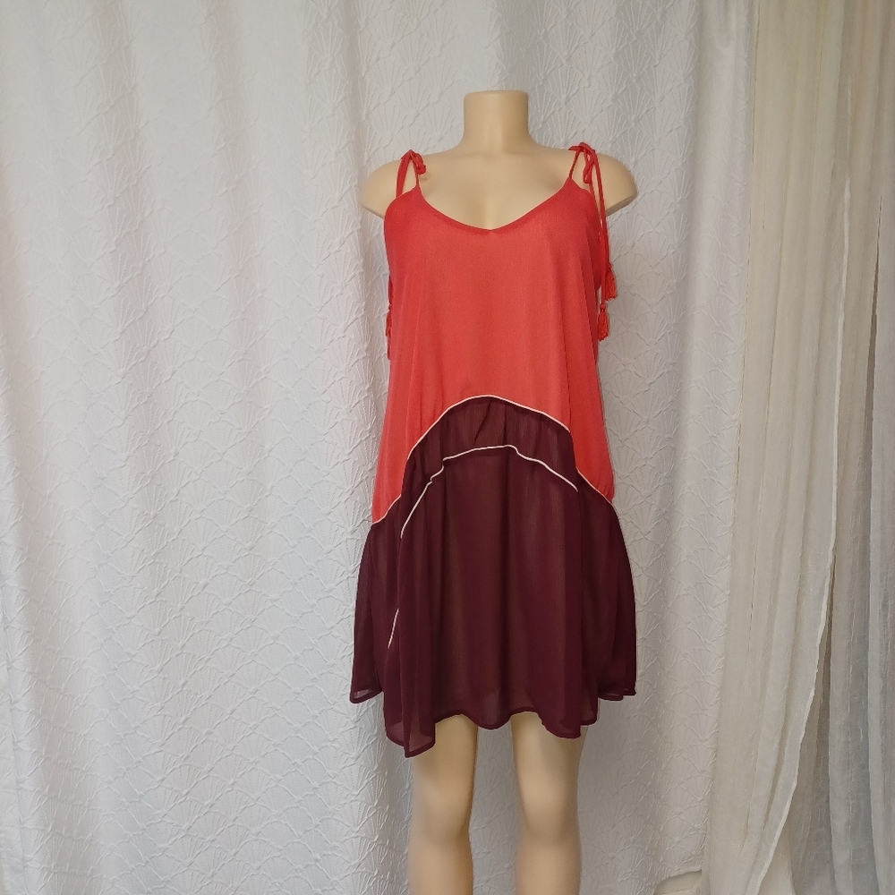 Living Doll Dress Women Size 1 Red and Burgundy Dress